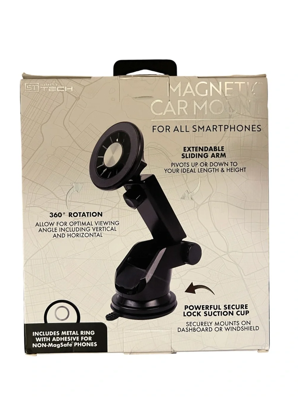 Magnetic Car Mount for All Smartphones - Black